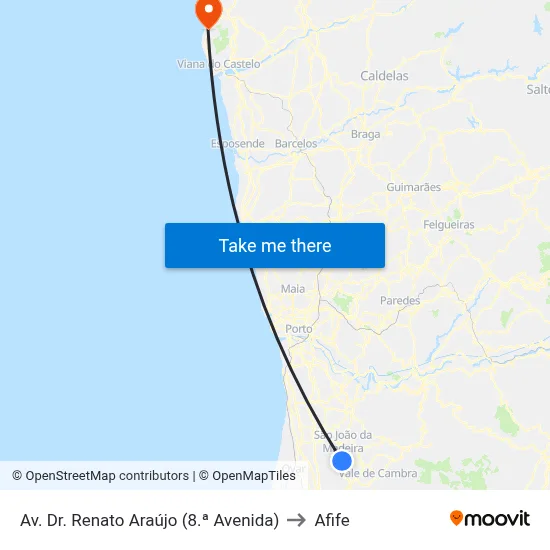Av. Dr. Renato Araújo (8.ª Avenida) to Afife map