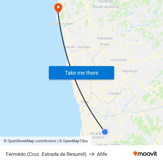 Fermêdo (Cruz. Estrada de Resumil) to Afife map