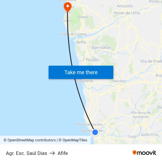 Agr. Esc. Saúl Dias to Afife map