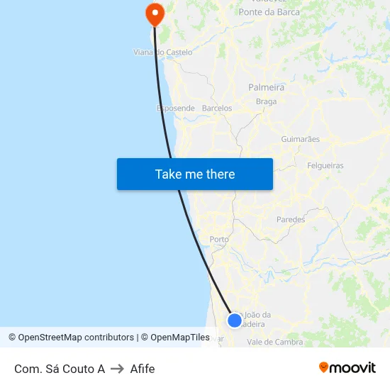 Com. Sá Couto A to Afife map