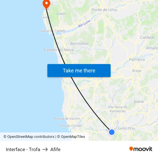 Interface - Trofa to Afife map