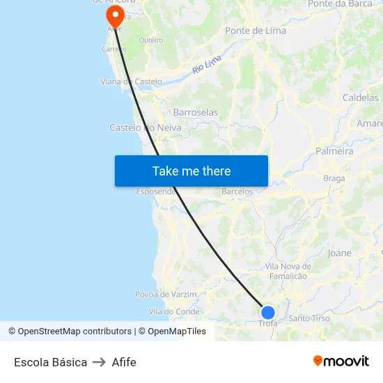 Escola Básica to Afife map