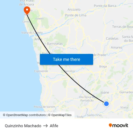 Quinzinho Machado to Afife map