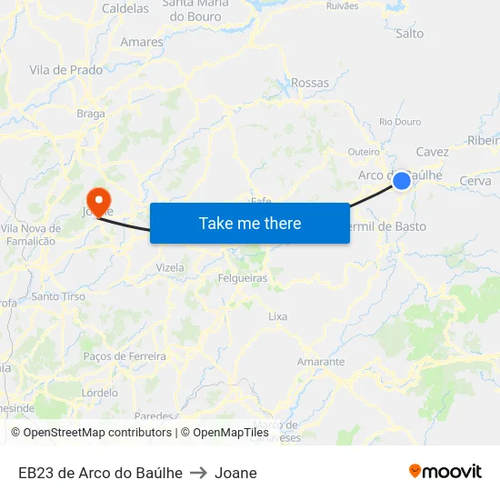 EB23 de Arco do Baúlhe to Joane map