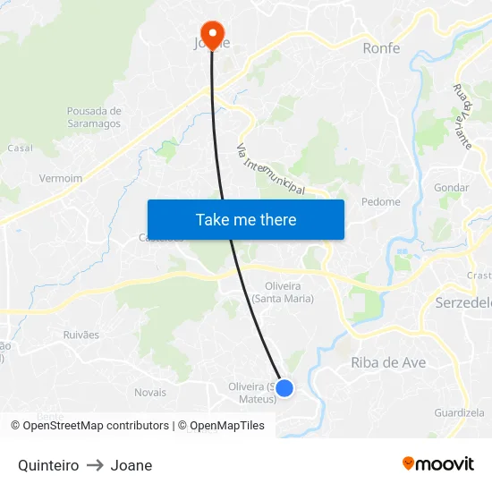 Quinteiro to Joane map