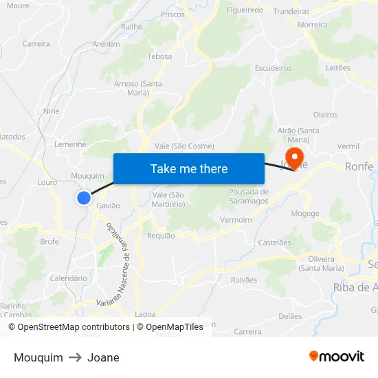 Mouquim to Joane map