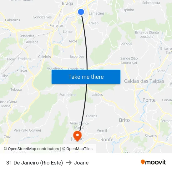 31 De Janeiro (Rio Este) to Joane map