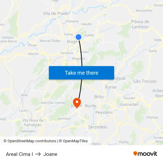 Areal Cima I to Joane map