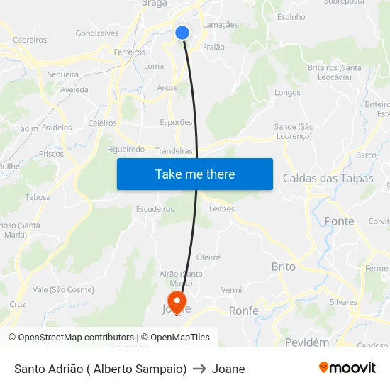 Santo Adrião ( Alberto Sampaio) to Joane map