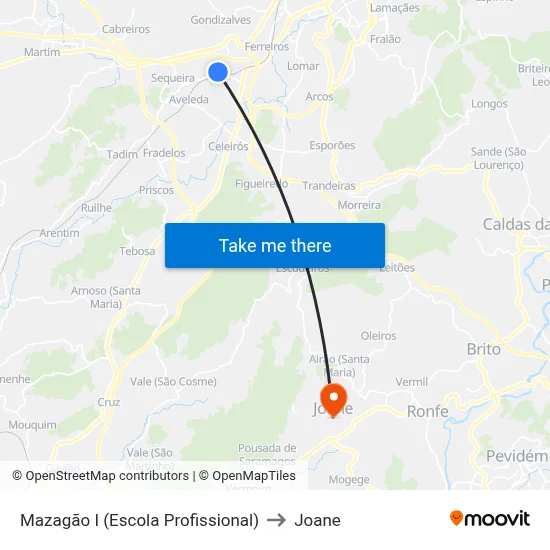 Mazagão I (Escola Profissional) to Joane map