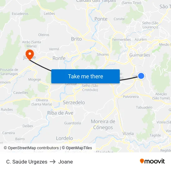 C. Saúde Urgezes to Joane map