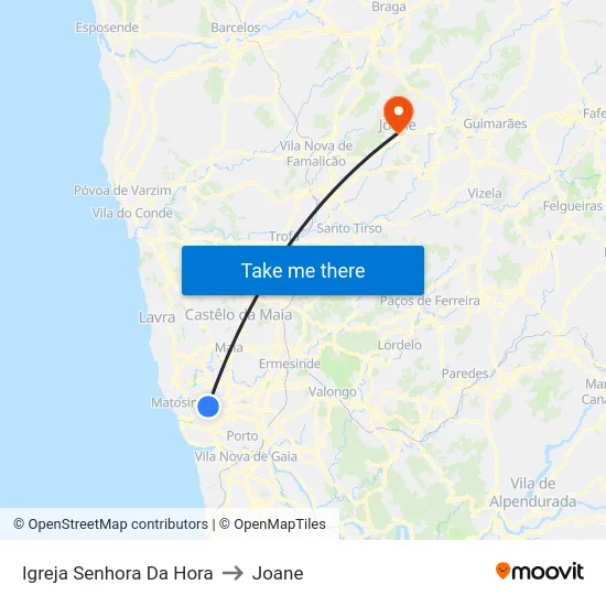 Igreja Senhora Da Hora to Joane map