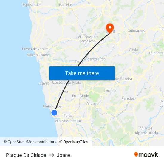 Parque Da Cidade to Joane map