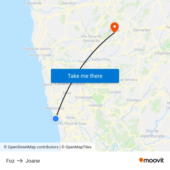 Foz to Joane map