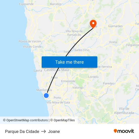 Parque Da Cidade to Joane map