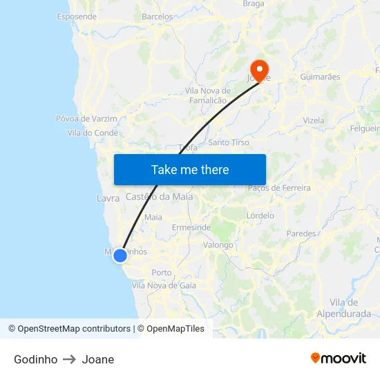 Godinho to Joane map