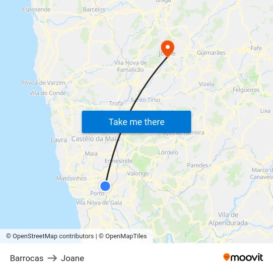 Barrocas to Joane map