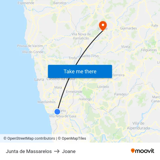 Junta de Massarelos to Joane map