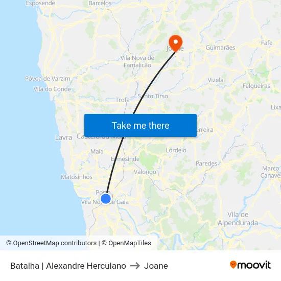 Batalha | Alexandre Herculano to Joane map