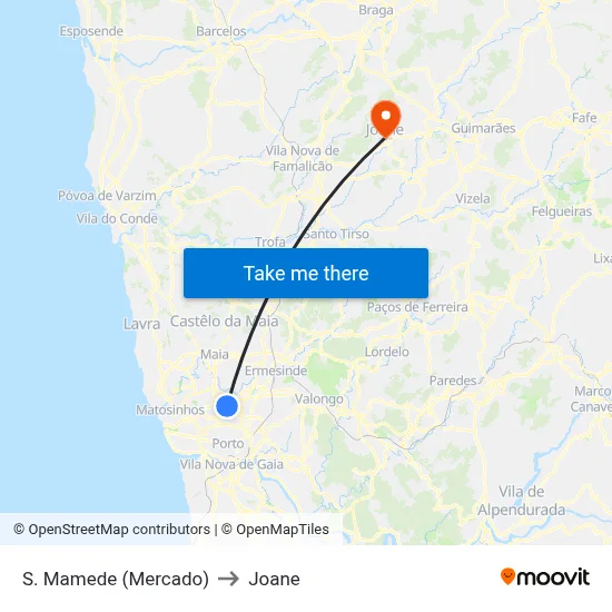 S. Mamede (Mercado) to Joane map