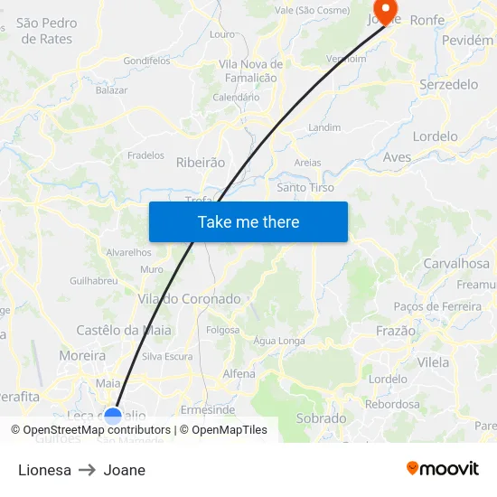 Lionesa to Joane map