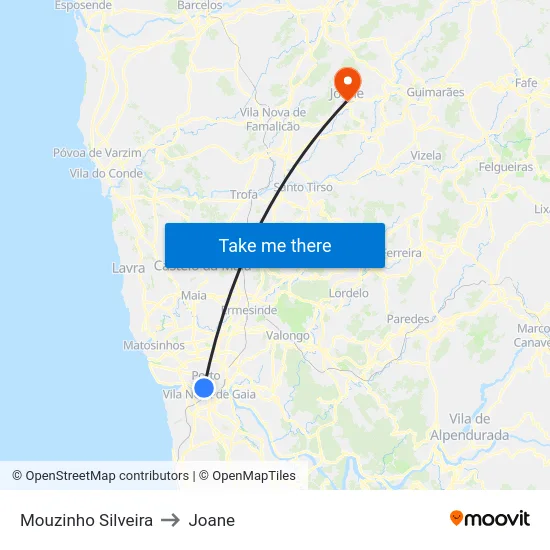 Mouzinho Silveira to Joane map