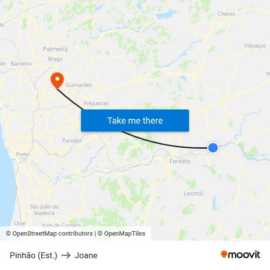 Pinhão (Est.) to Joane map