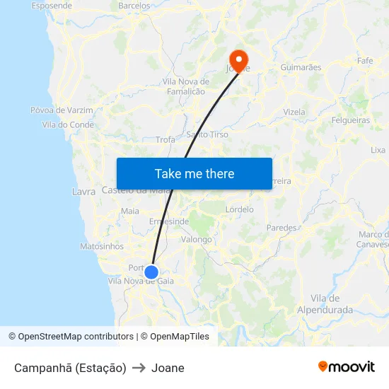 Campanhã (Estação) to Joane map