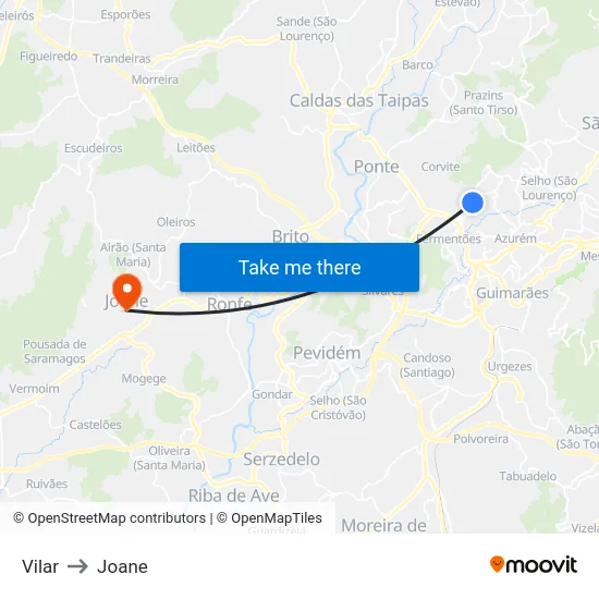 Vilar to Joane map