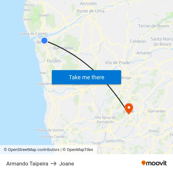 Armando Taipeira to Joane map