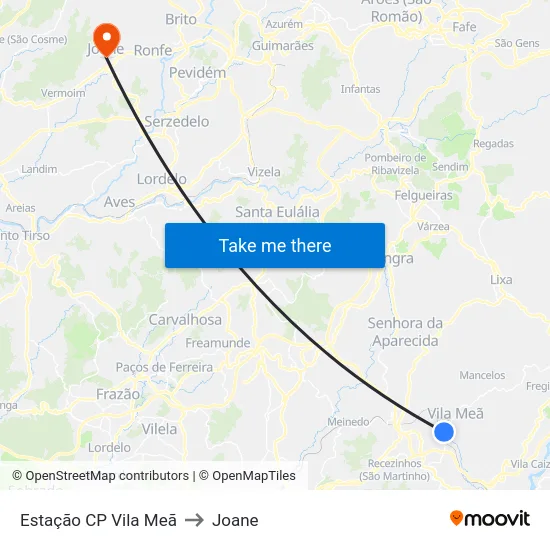 Estação CP Vila Meã to Joane map