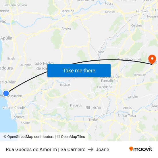 Rua Guedes de Amorim | Sá Carneiro to Joane map
