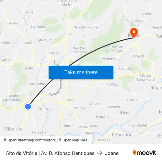 Alto da Vitória | Av. D. Afonso Henriques to Joane map