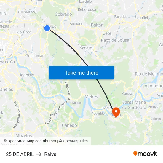25 DE ABRIL to Raiva map