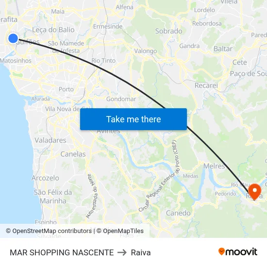 MAR SHOPPING NASCENTE to Raiva map