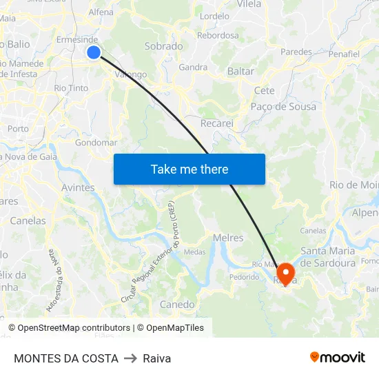 MONTES DA COSTA to Raiva map