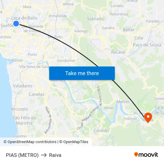 PIAS (METRO) to Raiva map