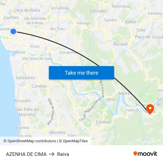 AZENHA DE CIMA to Raiva map