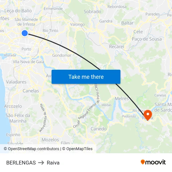 BERLENGAS to Raiva map