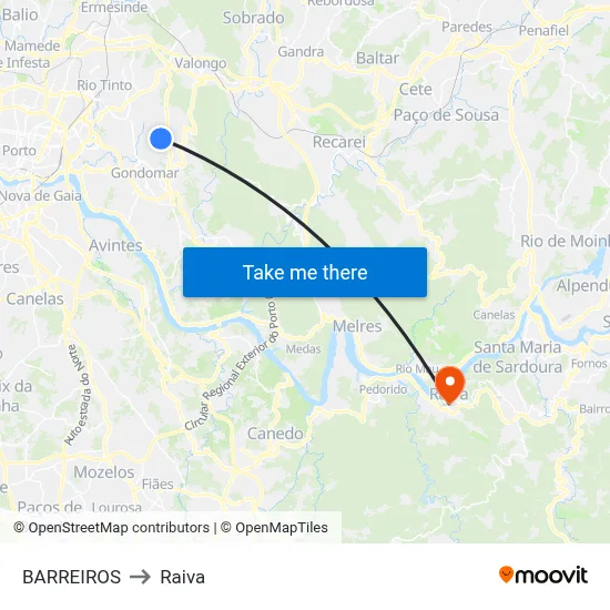 BARREIROS to Raiva map