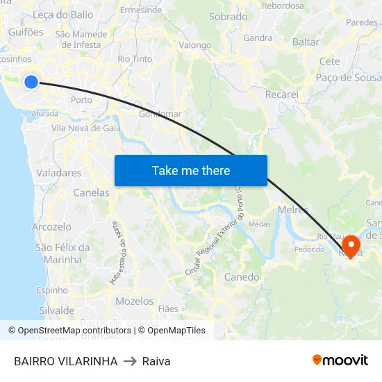BAIRRO VILARINHA to Raiva map