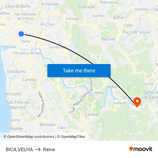 BICA VELHA to Raiva map