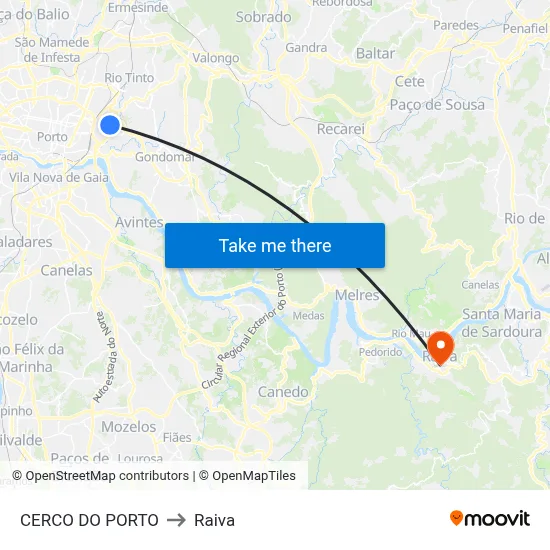 CERCO DO PORTO to Raiva map