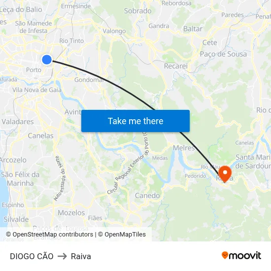 DIOGO CÃO to Raiva map