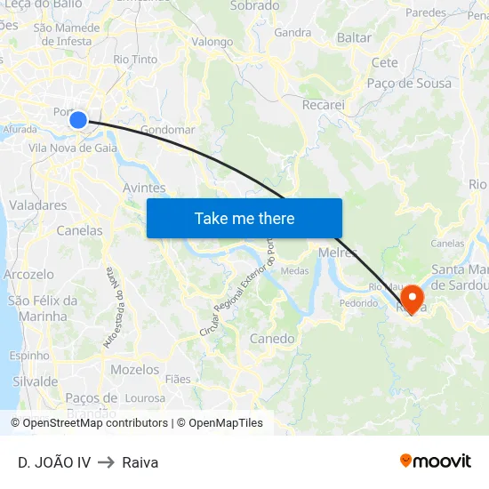 D. JOÃO IV to Raiva map