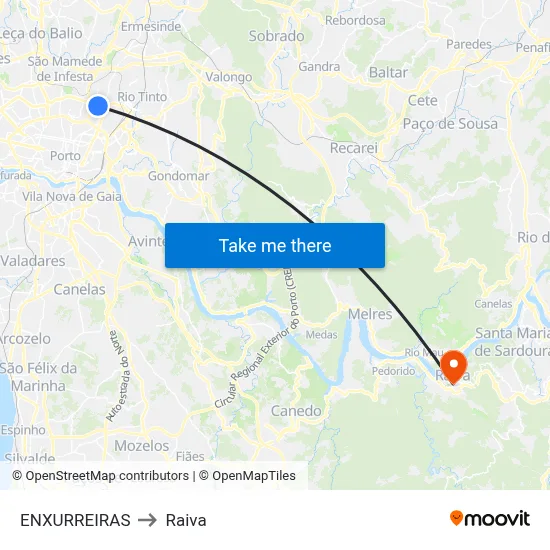 ENXURREIRAS to Raiva map