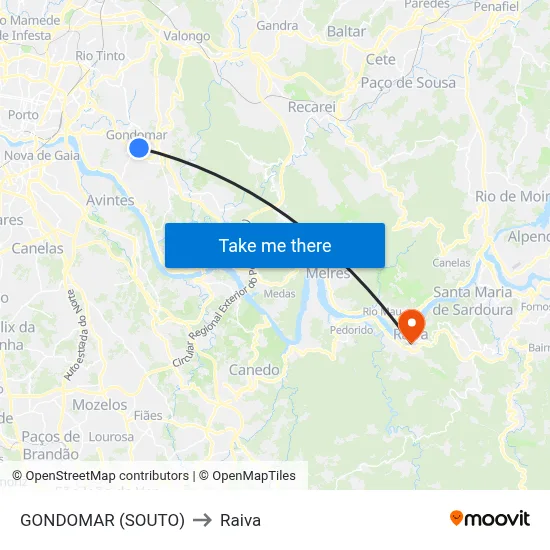 GONDOMAR (SOUTO) to Raiva map