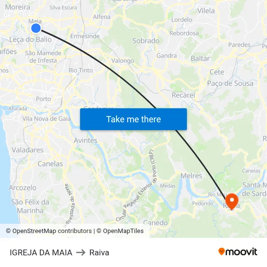 IGREJA DA MAIA to Raiva map