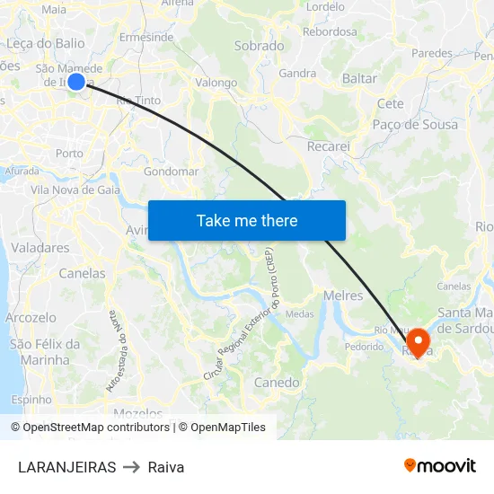 LARANJEIRAS to Raiva map
