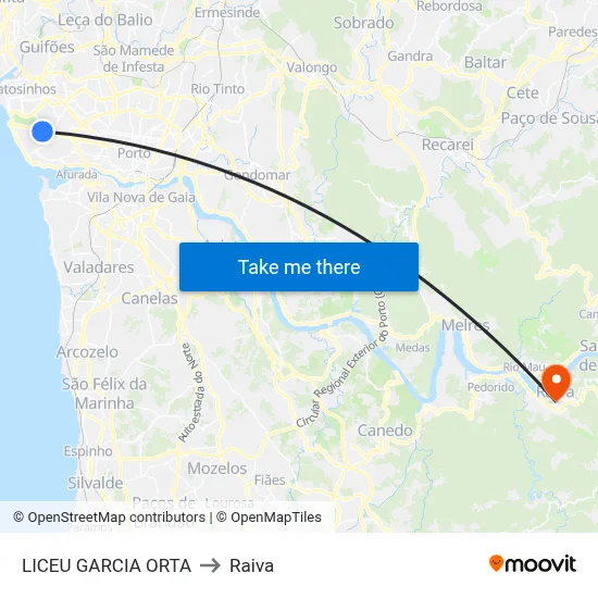 LICEU GARCIA ORTA to Raiva map